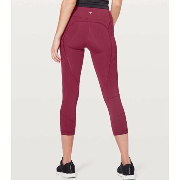 Lululemon All The Right Places Crop II Red Wine Burgundy Leggings Size 12 W6AMYS - Picture 4 of 4